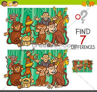 find differences with monkeys animal characters