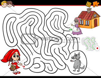 cartoon maze activity with little red riding hood