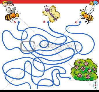 paths maze game with insects and flowers