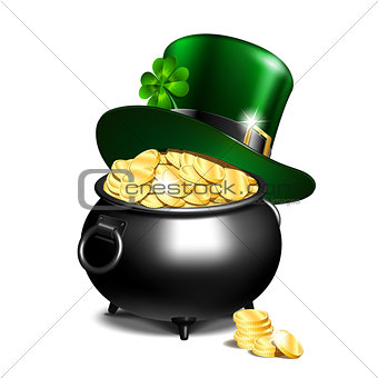 Leprechaun hat and pot of gold