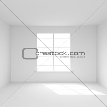 White room with window 3D render
