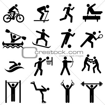 Sports, fitness, activity and exercise icons