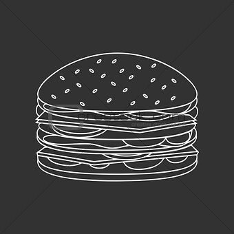 Outlined Fast Food Burger illustration