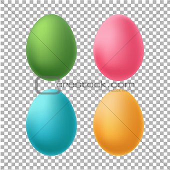 Color Eggs Set Transparent Background