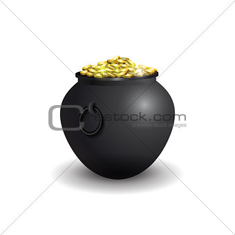 Witches cauldron with potion isolated on white background