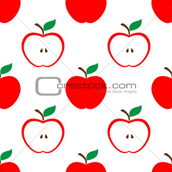 Apple and half red seamless pattern background