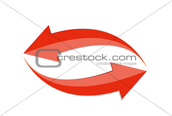 Red Arrow 3d  Sign Icon. Vector illustration Isolated on White Background