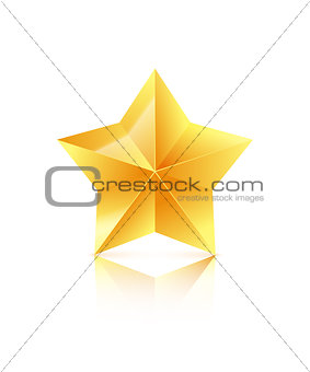 3D golden star isolated on white background. Winner icon. Vector illustration
