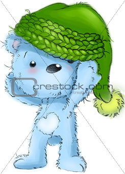 Cute teddy bear character standing, sitting, playing, cartoon illustration isolated on white background.