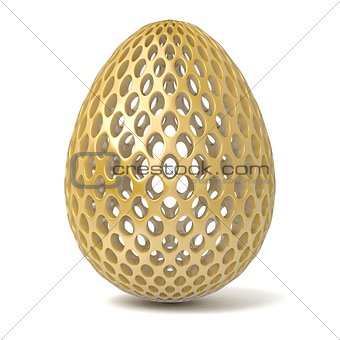 Gold perforated egg ornament. 3D