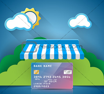 Bank, card, store, sale icon. Business infographic.