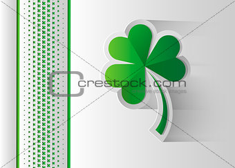 Happy Saint Patrick s Day celebration card with clover leaf. Paper cut