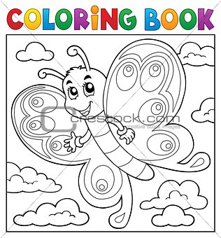 Coloring book happy butterfly topic 3