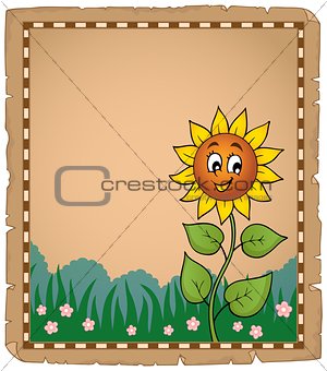 Parchment with happy sunflower