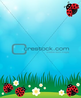 Spring background with ladybugs 3