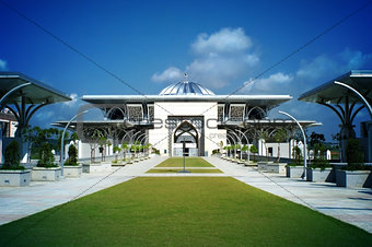View of the Iron Mosque Masjid Tuanku Mizan Zainal Abidin in the