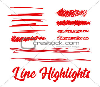 Hand drawn highlighter elements. Vector background