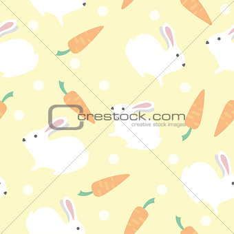 Seamless Pattern of Cartoon Rabbit and Carrot Design