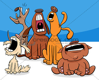 barking or howling dogs cartoon characters group