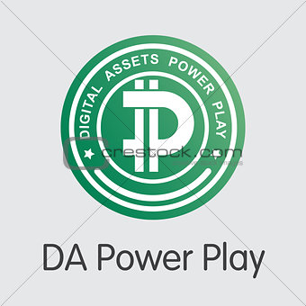 DA Power Play Cryptographic Currency - Vector Coin Illustration.