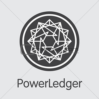 Powerledger Digital Currency - Vector Sign Icon.
