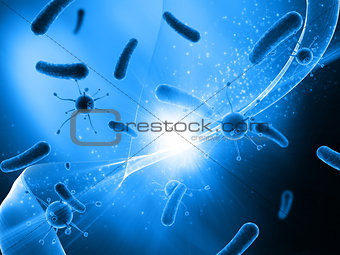 3D medical background with virus cells a