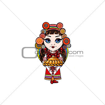 ukraine girl folk ornament, perfect logo, decor design on Cup, clothes floral design, print for handbag t-shirt