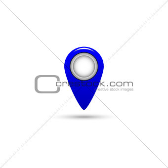 blue mark on a map on a white background.