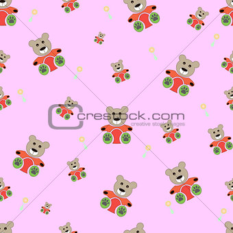 teddy bear seamless pattern. bear doll seamless pattern