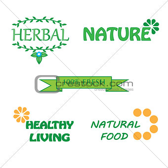 Set of logos for organic and natural food