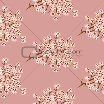 Cherry blossom seamless vector pattern.