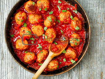rustic italian meatball in tomato sauce