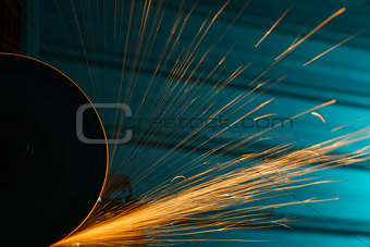 Angle grinder with bright sparkles