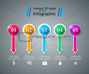 Glass 3D digital illustration Infographic.