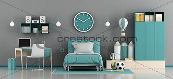 Blue and gray kids room
