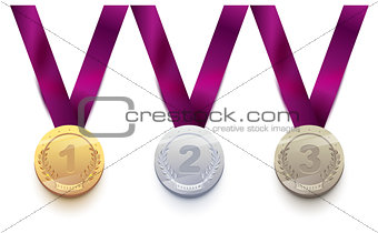 Set sport medal 1 gold, 2 silver, 3 bronze