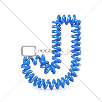 Spring, spiral cable font collection letter - J. 3D