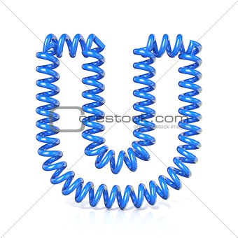 Spring, spiral cable font collection letter - U. 3D