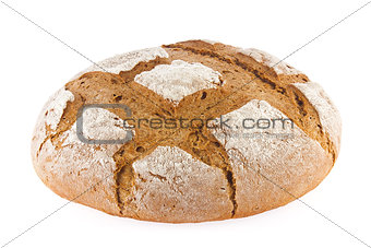 Freshly baked domestic rye bread with bran.