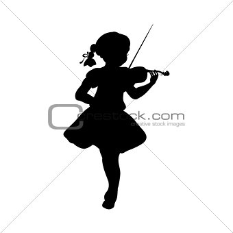 Silhouette girl music plays violin