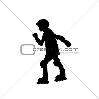 Silhouette girl skating rollerblading sport