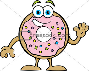 Cartoon Happy Donut Waving