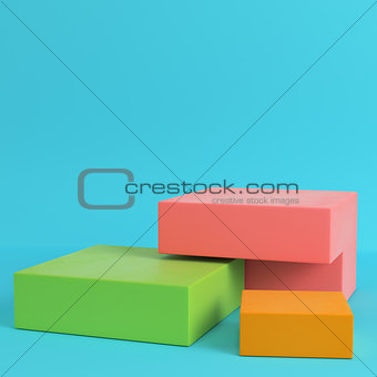 Colorfull boxes on bright blue background