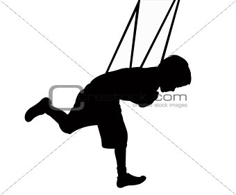a boy on swing, silhouette vector