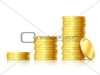 Stacks of golden coins