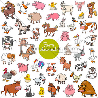 cartoon farm animal characters big set