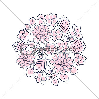 Floral rosette vector isolated composition.