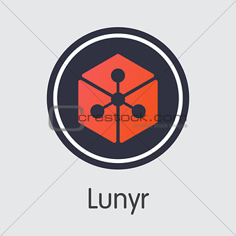 Lunyr Cryptographic Currency. Vector LUN Colored Logo.