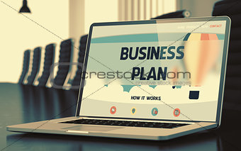 Laptop Screen with Business Plan Concept. 3d
