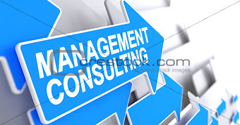 Management Consulting - Inscription on the Blue Cursor. 3D.